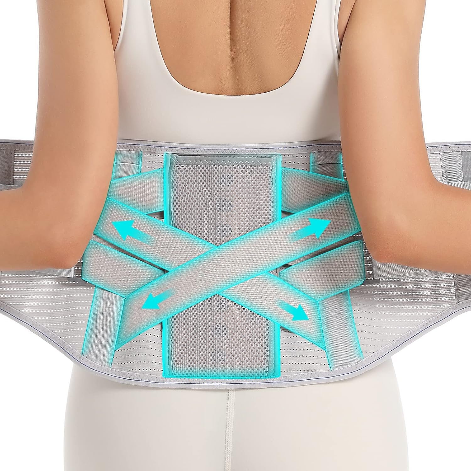 Back Brace for Lower Back Pain – Lumbar Support with Bionic Support System, Adjustable Belt for Men Women, Relieves Sciatica, Herniated Disc, Scoliosis, Posture Correction for Workout, Daily Use, Heavy Lifting(Grey,Medium)