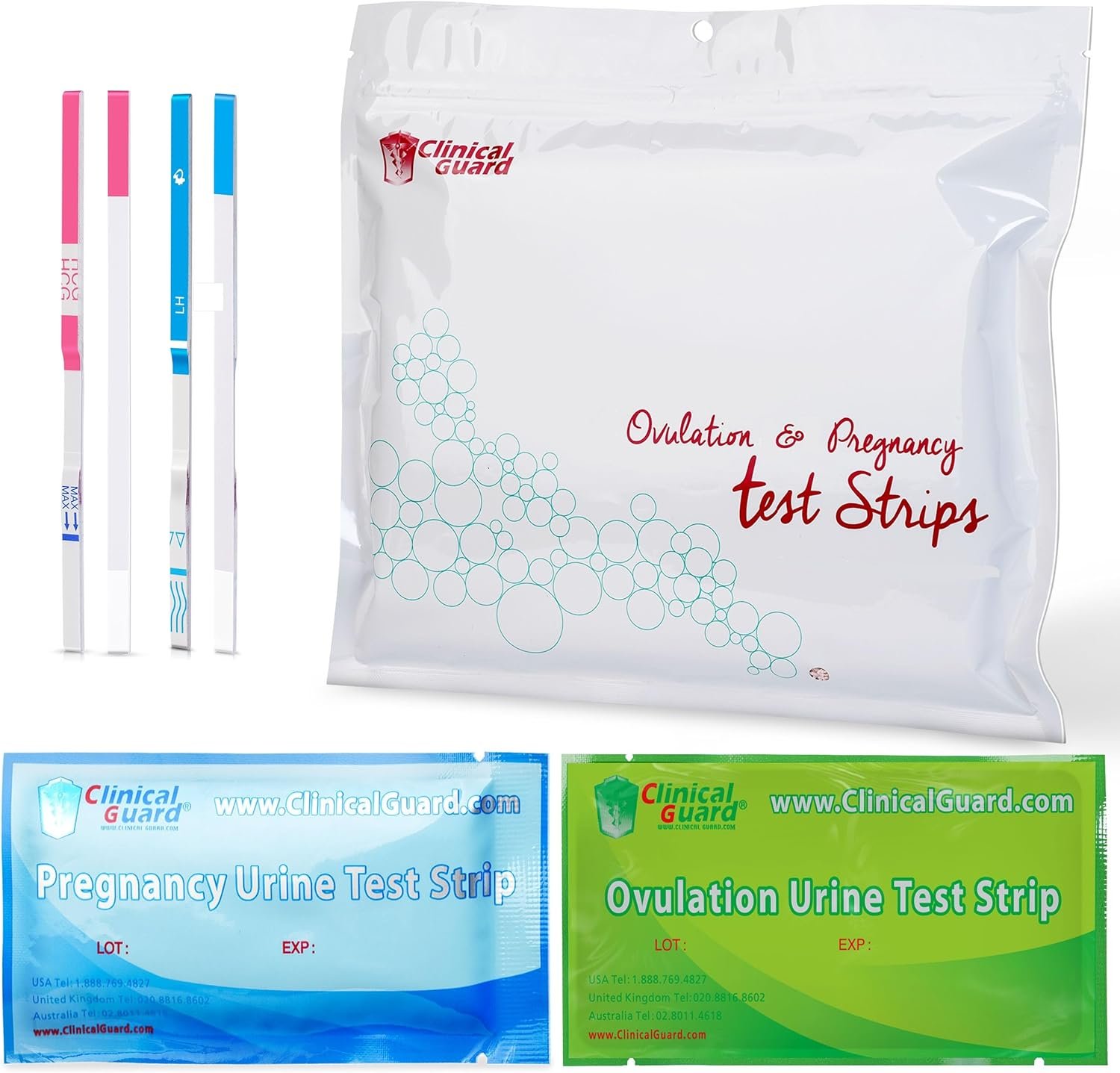Clinical Guard 35 Pregnancy Tests Strips and 40 Ovulation Test Strips Fertility Kit and Early Detection OPK LH HCG Combo Pack